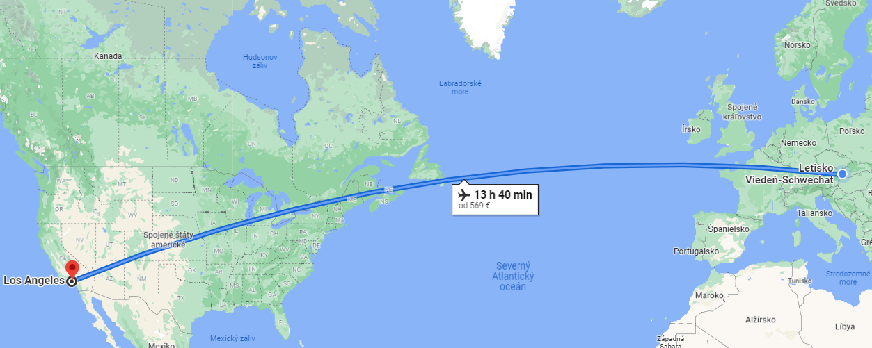 Délka letu do USA Pelikan.cz